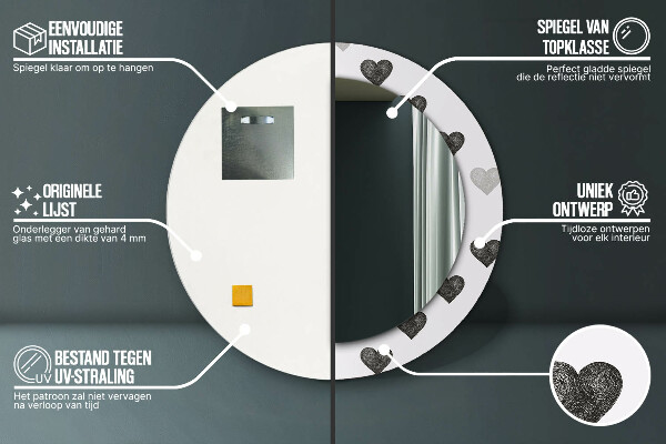 Miroir rond avec décoration Cœurs abstraits