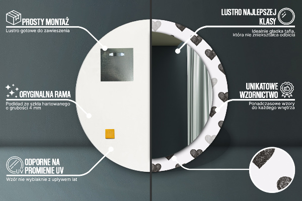 Miroir rond avec décoration Cœurs abstraits