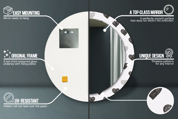 Miroir rond avec décoration Cœurs abstraits
