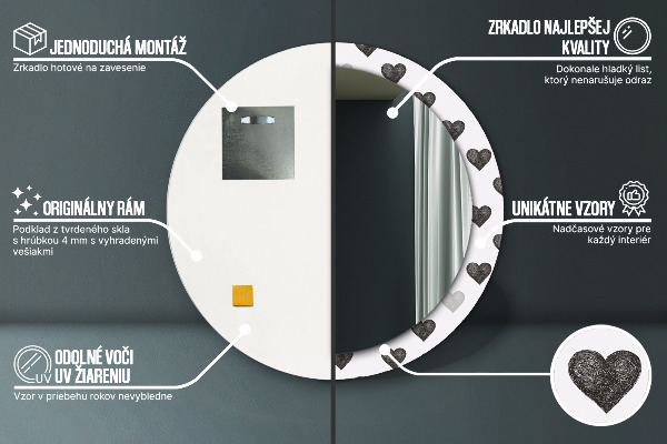 Miroir rond avec décoration Cœurs abstraits
