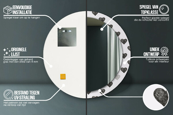 Miroir rond avec décoration Cœurs abstraits