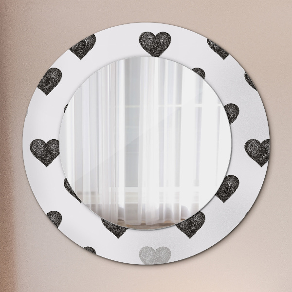 Miroir rond avec décoration Cœurs abstraits