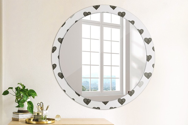 Miroir rond avec décoration Cœurs abstraits