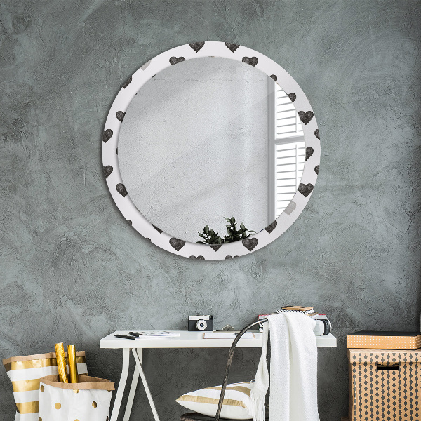 Miroir rond avec décoration Cœurs abstraits
