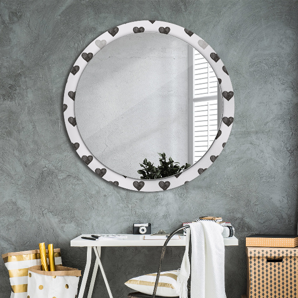 Miroir rond avec décoration Cœurs abstraits