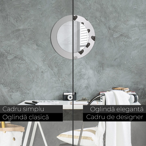 Miroir rond avec décoration Cœurs abstraits