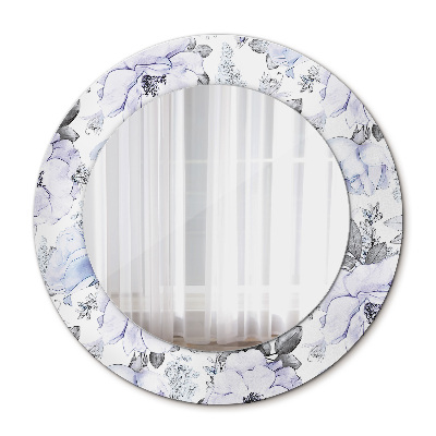 Miroir rond avec décoration Roses bleues