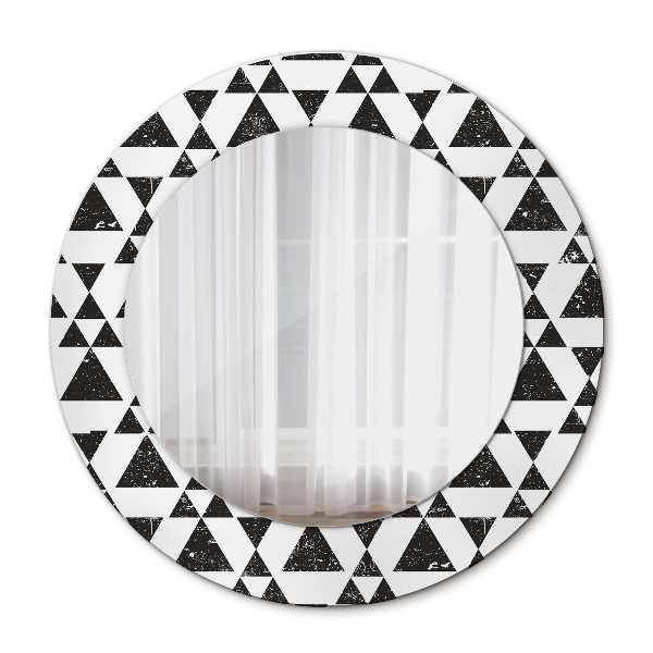 Miroir rond avec décoration Triangles de géométrie