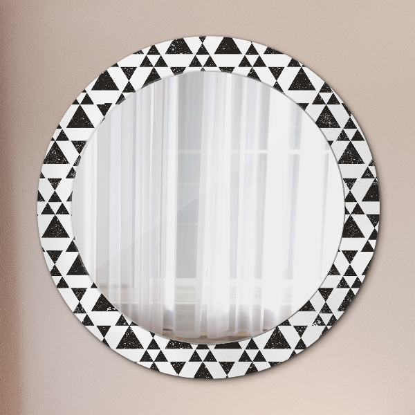 Miroir rond avec décoration Triangles de géométrie