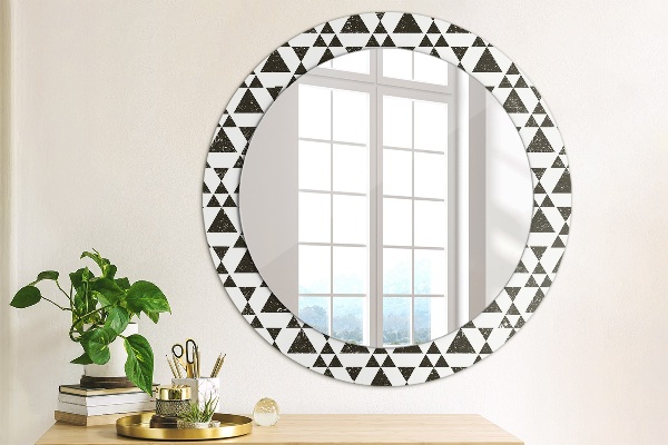 Miroir rond avec décoration Triangles de géométrie