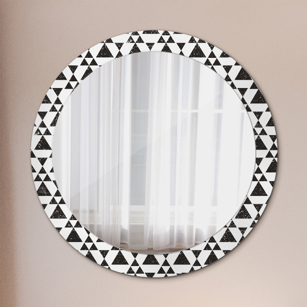 Miroir rond avec décoration Triangles de géométrie