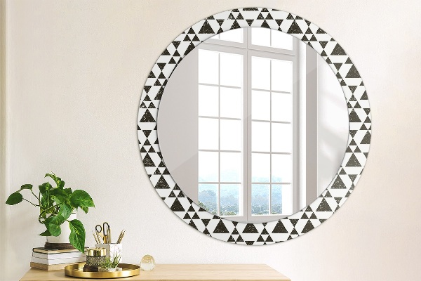 Miroir rond avec décoration Triangles de géométrie