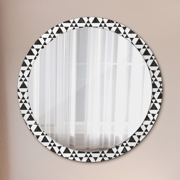 Miroir rond avec décoration Triangles de géométrie