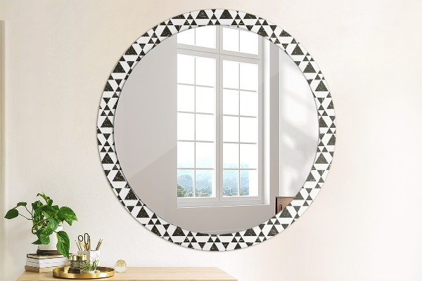 Miroir rond avec décoration Triangles de géométrie
