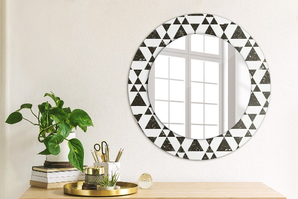 Miroir rond avec décoration Triangles de géométrie