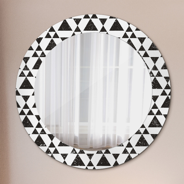 Miroir rond avec décoration Triangles de géométrie