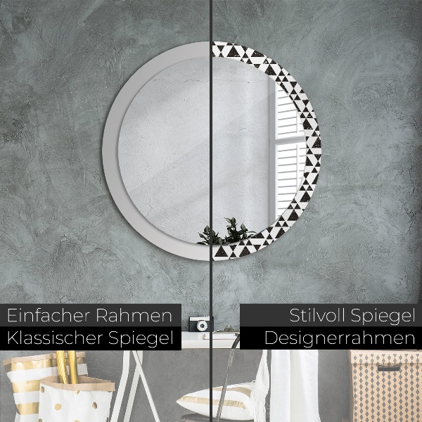 Miroir rond avec décoration Triangles de géométrie