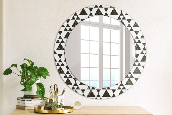 Miroir rond avec décoration Triangles de géométrie