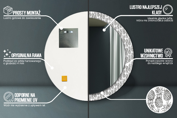 Miroir rond avec décoration Ananas
