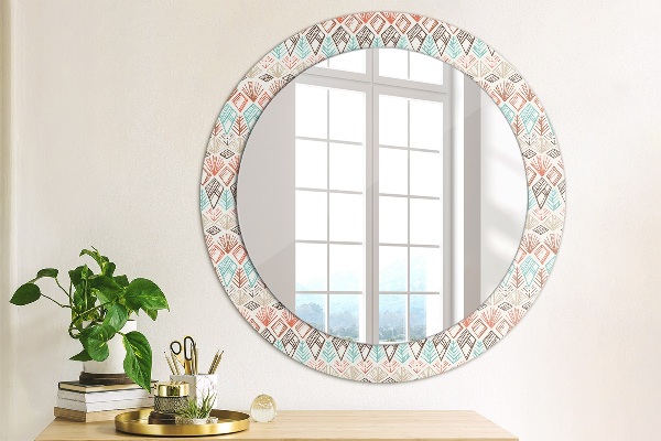 Miroir rond avec décoration Modèle ethnique
