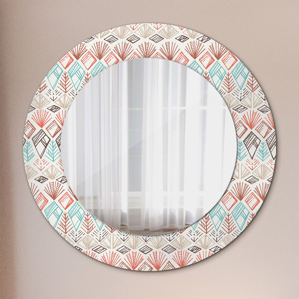 Miroir rond avec décoration Modèle ethnique
