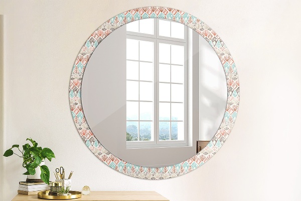 Miroir rond avec décoration Modèle ethnique