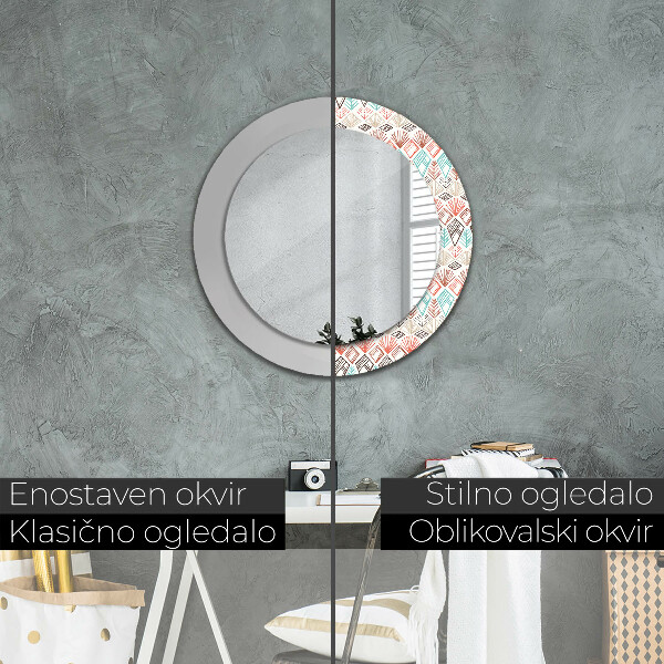 Miroir rond avec décoration Modèle ethnique