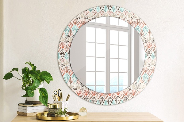 Miroir rond avec décoration Modèle ethnique