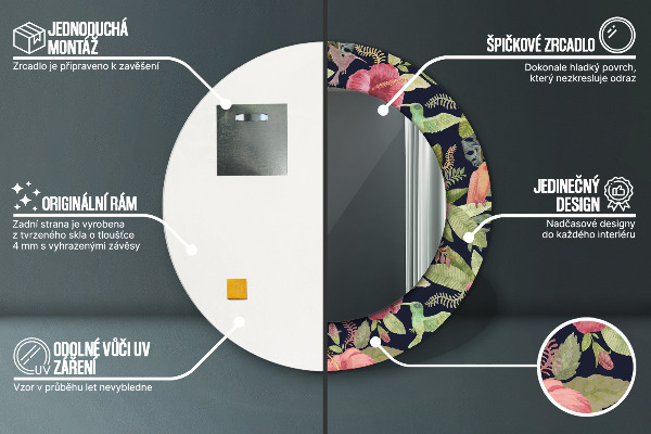 Miroir rond avec décoration Fleurs d'hibiscus