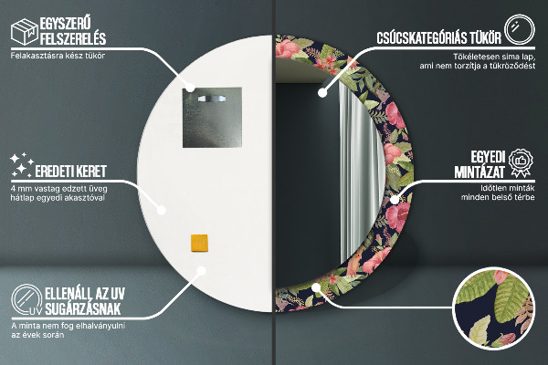 Miroir rond avec décoration Fleurs d'hibiscus