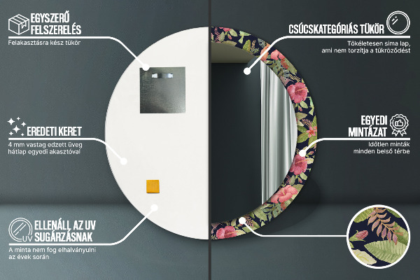 Miroir rond avec décoration Fleurs d'hibiscus