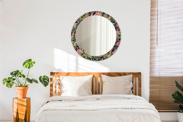 Miroir rond avec décoration Fleurs d'hibiscus