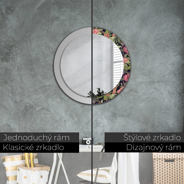 Miroir rond avec décoration Fleurs d'hibiscus