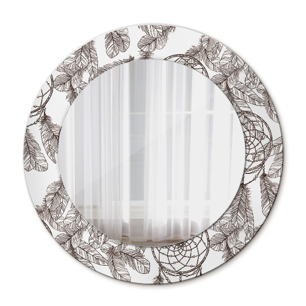 Miroir rond avec décoration Plumes de dreamcatcher
