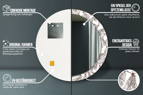 Miroir rond avec décoration Plumes de dreamcatcher