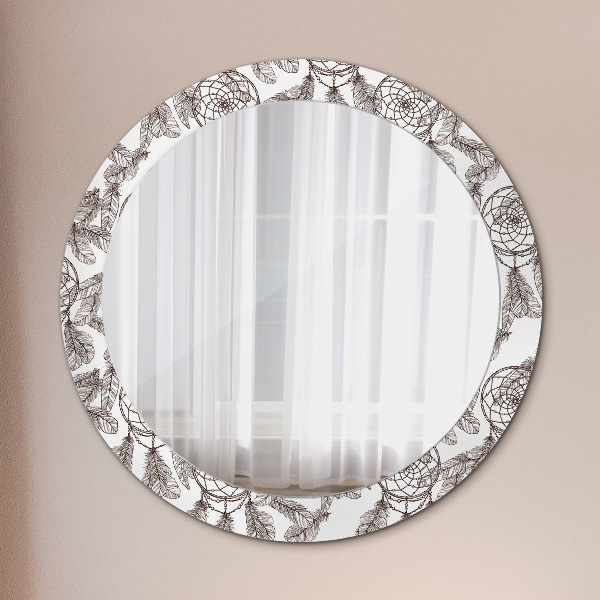 Miroir rond avec décoration Plumes de dreamcatcher