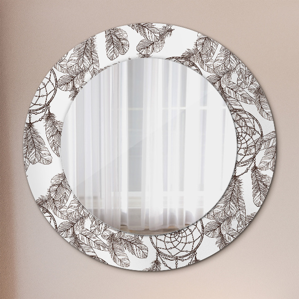 Miroir rond avec décoration Plumes de dreamcatcher