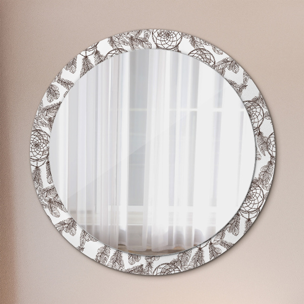 Miroir rond avec décoration Plumes de dreamcatcher
