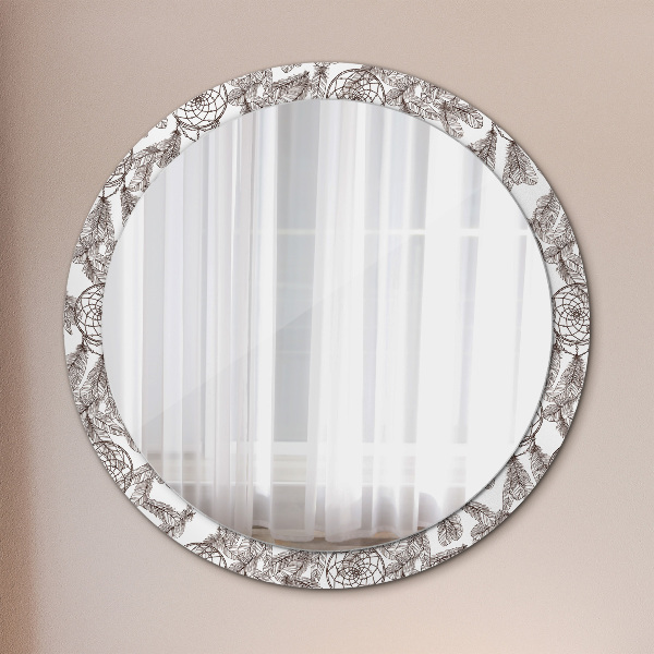 Miroir rond avec décoration Plumes de dreamcatcher