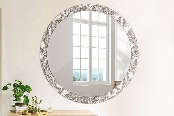 Miroir rond avec décoration Plumes de dreamcatcher