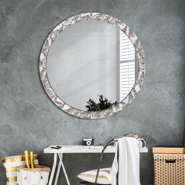 Miroir rond avec décoration Plumes de dreamcatcher