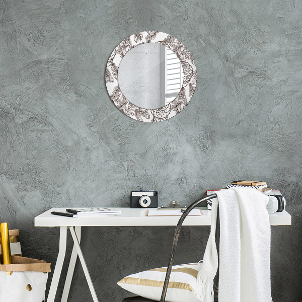 Miroir rond avec décoration Plumes de dreamcatcher