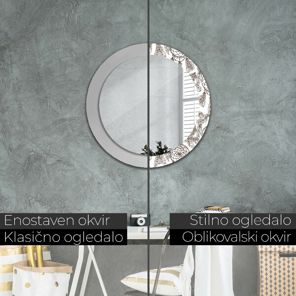 Miroir rond avec décoration Plumes de dreamcatcher