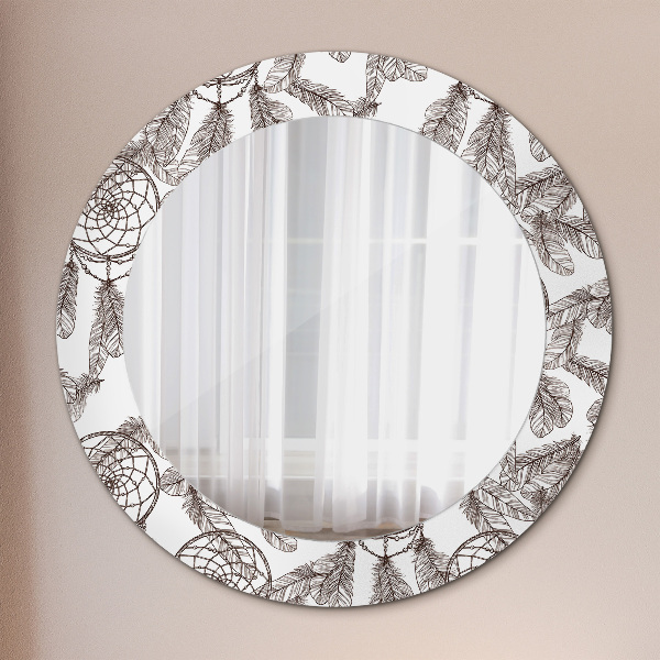 Miroir rond avec décoration Plumes de dreamcatcher