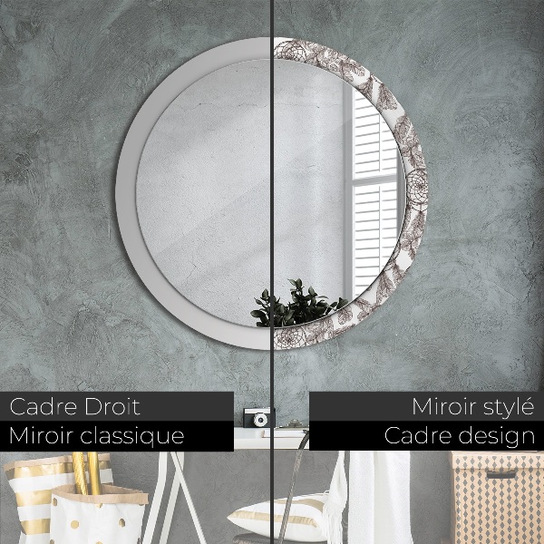 Miroir rond avec décoration Plumes de dreamcatcher