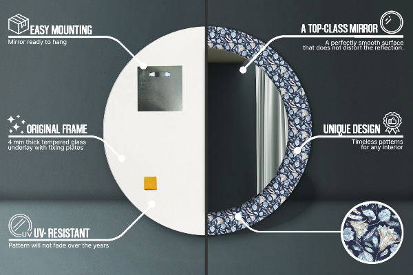 Miroir rond imprimé Motif boho