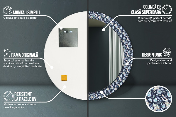 Miroir rond imprimé Motif boho