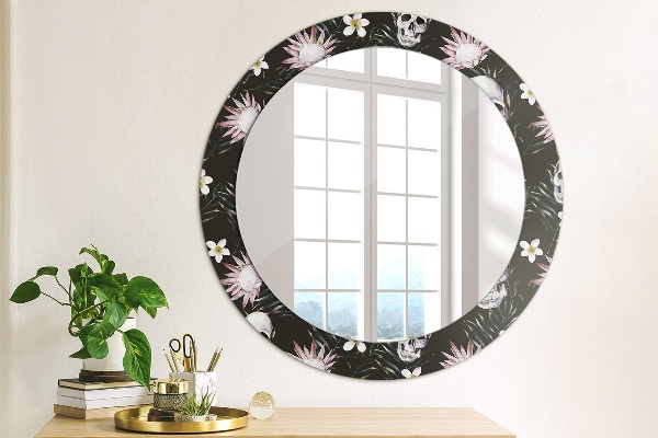 Miroir rond imprimé Fleurs du crâne