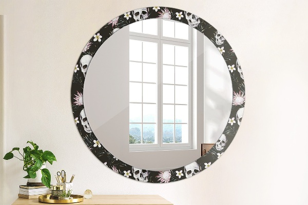 Miroir rond imprimé Fleurs du crâne