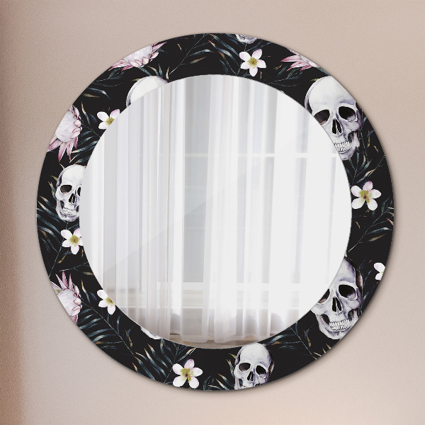 Miroir rond imprimé Fleurs du crâne
